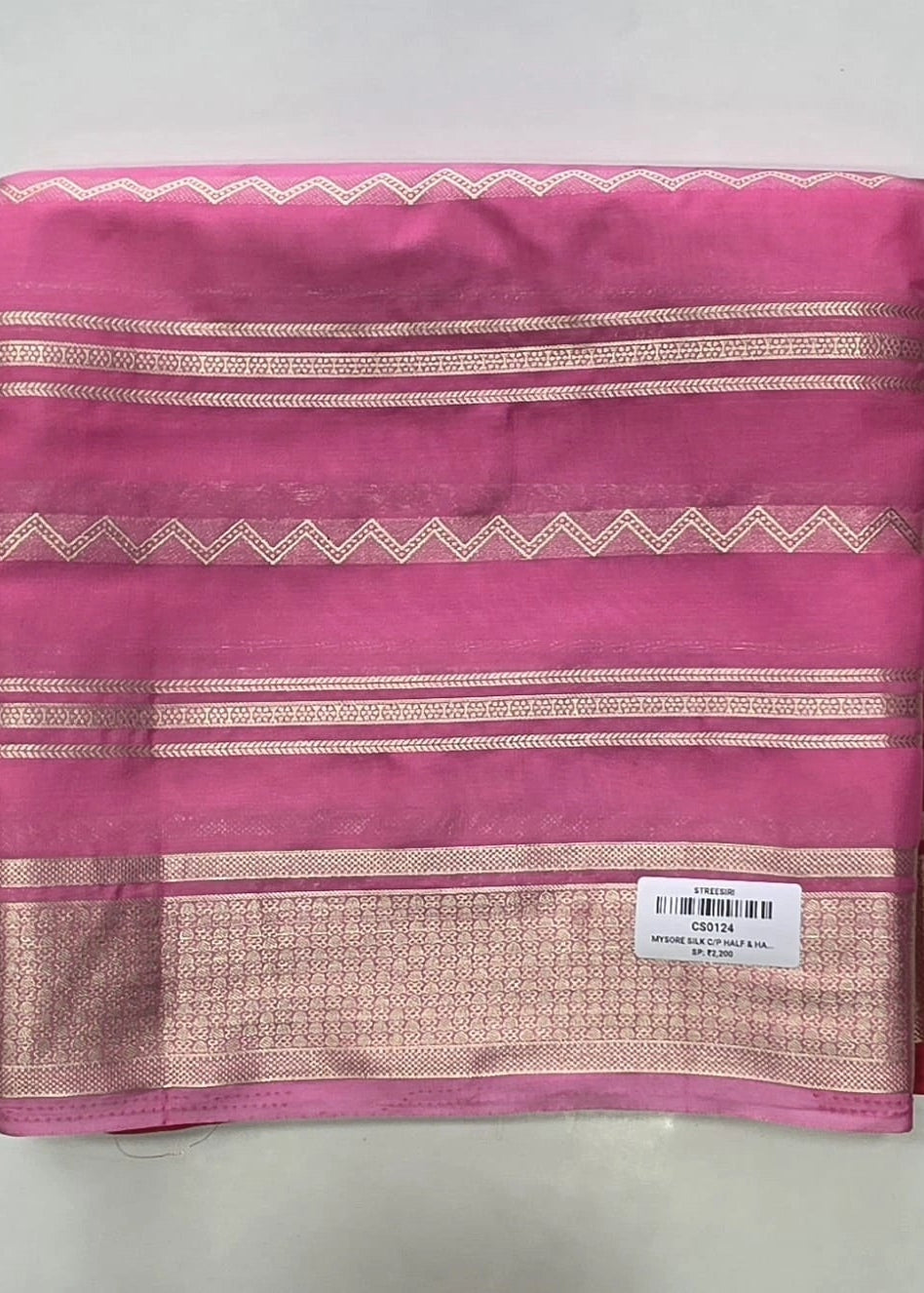 Mysore Silk Crepe Half & Half Red Baby Pink