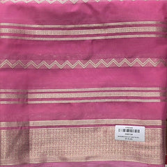 Half & Half Pink Bottle Green Semi Crepe Silk Saree
