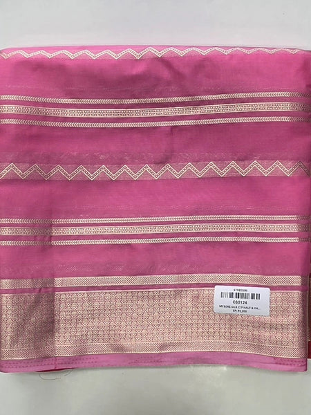 Half & Half Pink Bottle Green Semi Crepe Silk Saree