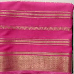 Half & Half Pink Bottle Green Semi Crepe Silk Saree