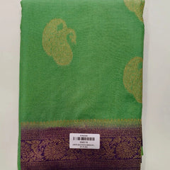 Contrast Pista Purple Semi Crepe Silk Saree