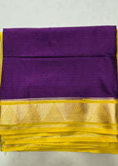 Mysore Silk Crepe Aarani Mustard Purple