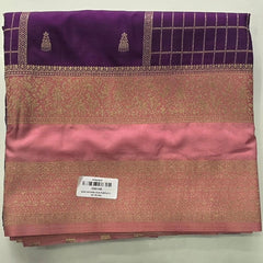 Contrast Purple Peach Semi Silk Saree