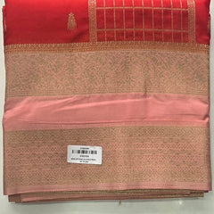 Contrast Orange Peach Semi Silk Saree