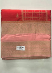 Contrast Orange Peach Semi Silk Saree
