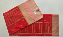 Contrast Orange Peach Semi Silk Saree