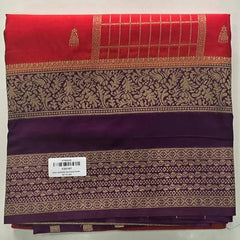 Contrast Orange Purple Semi Silk Saree