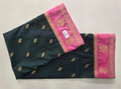 Crepe Silk Contrast Bottle Green Baby Pink