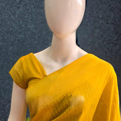 Self Yellow Gorgette Saree