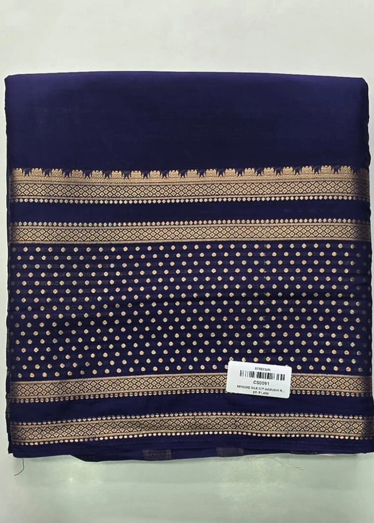 Mysore Silk Crepe Aarushi Navy Blue