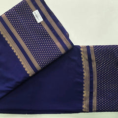 Dot Border Navy Blue Semi Crepe Silk Saree