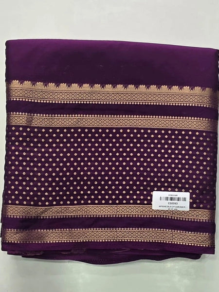 Dot Border Purple Semi Crepe Silk Saree