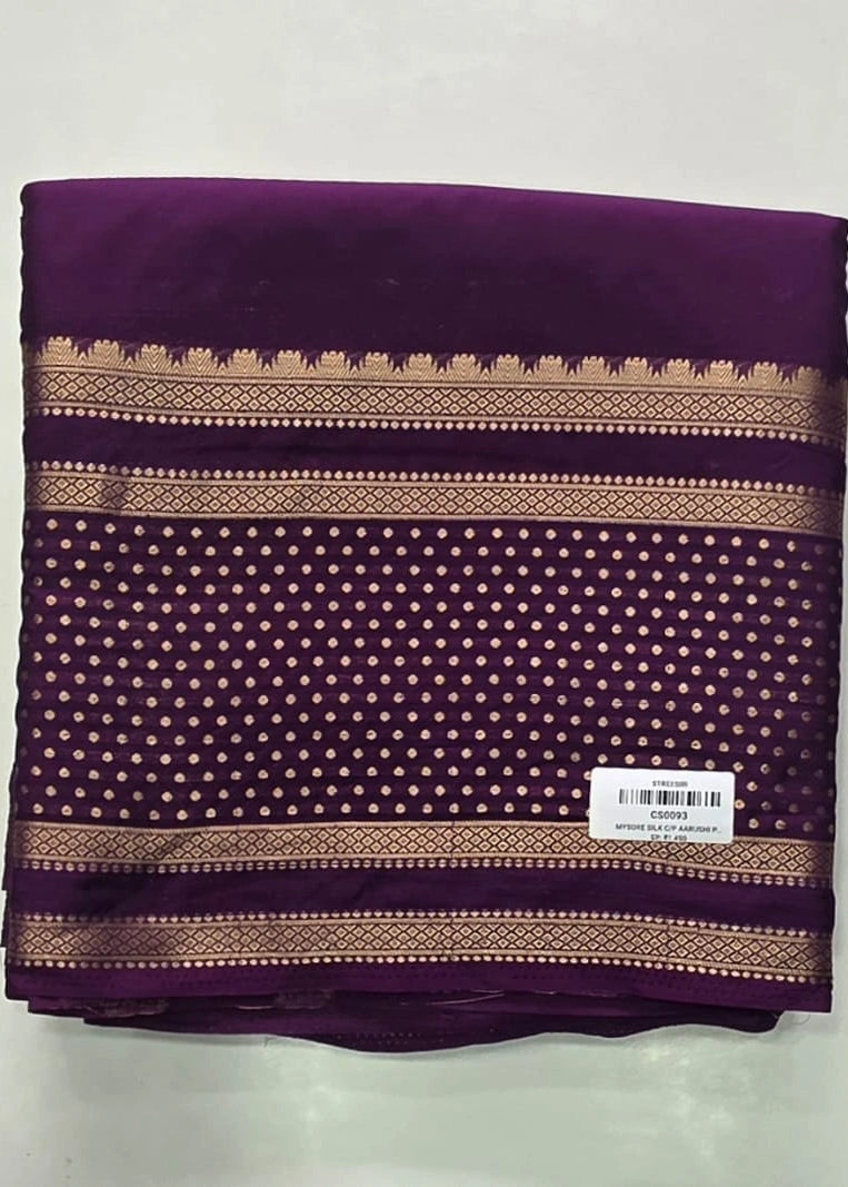 Dot Border Purple Semi Crepe Silk Saree