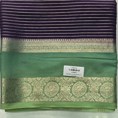 Contrast Lines Purple Pink Semi Crepe Silk Saree