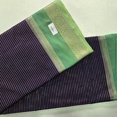 Contrast Lines Purple Pink Semi Crepe Silk Saree
