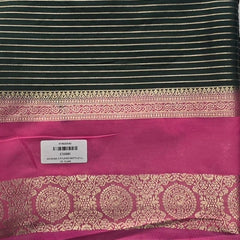 Contrast Lines Purple Pink Semi Crepe Silk Saree