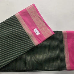 Contrast Lines Purple Pink Semi Crepe Silk Saree