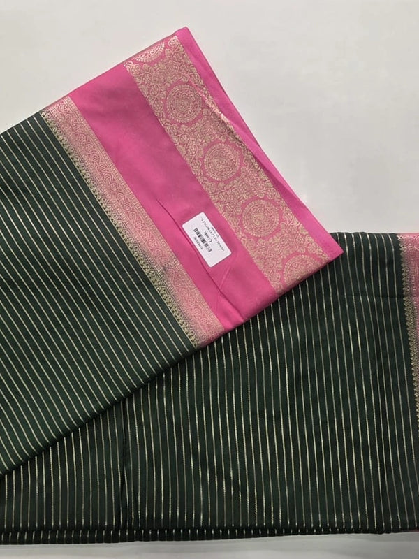 Contrast Lines Purple Pink Semi Crepe Silk Saree