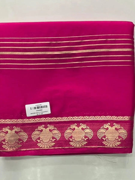 Peacock Pink Semi Crepe Silk saree