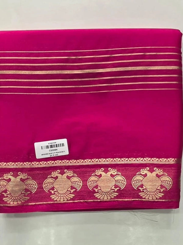 Peacock Pink Semi Crepe Silk saree
