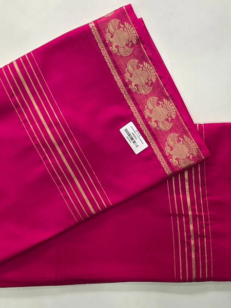 Peacock Pink Semi Crepe Silk saree