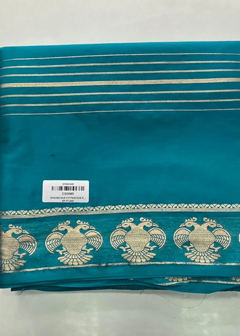 Mysore Silk Crepe Peacock Rama Green