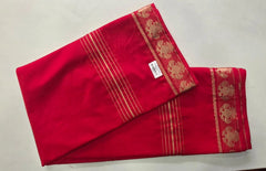 Peacock Red Semi Crepe Silk Saree