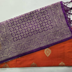 Contrast Rani Pink Green Matka Silk Saree