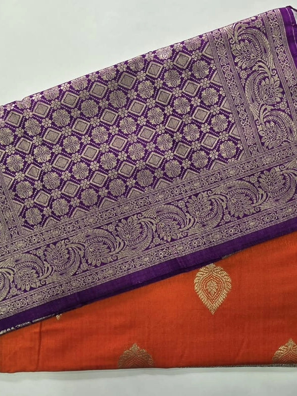 Contrast Rani Pink Green Matka Silk Saree