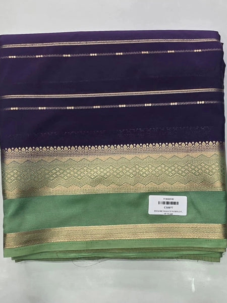 Contrast Purple Pista Semi Crepe Silk Saree
