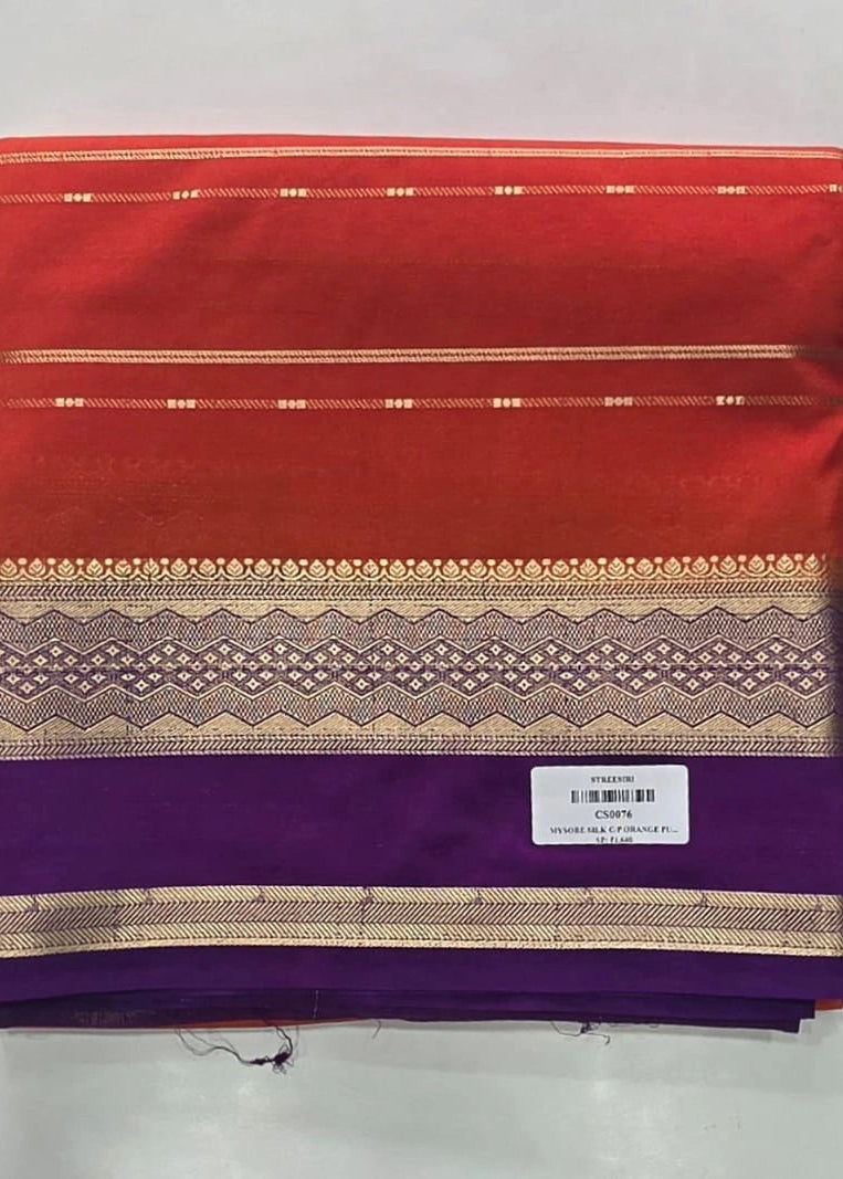 Mysore Silk Crepe Orange Purple