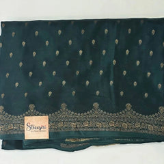 Bottle Green Tussar Crepe Saree