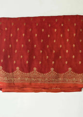 Brick Red Gold Tussar Crepe Saree