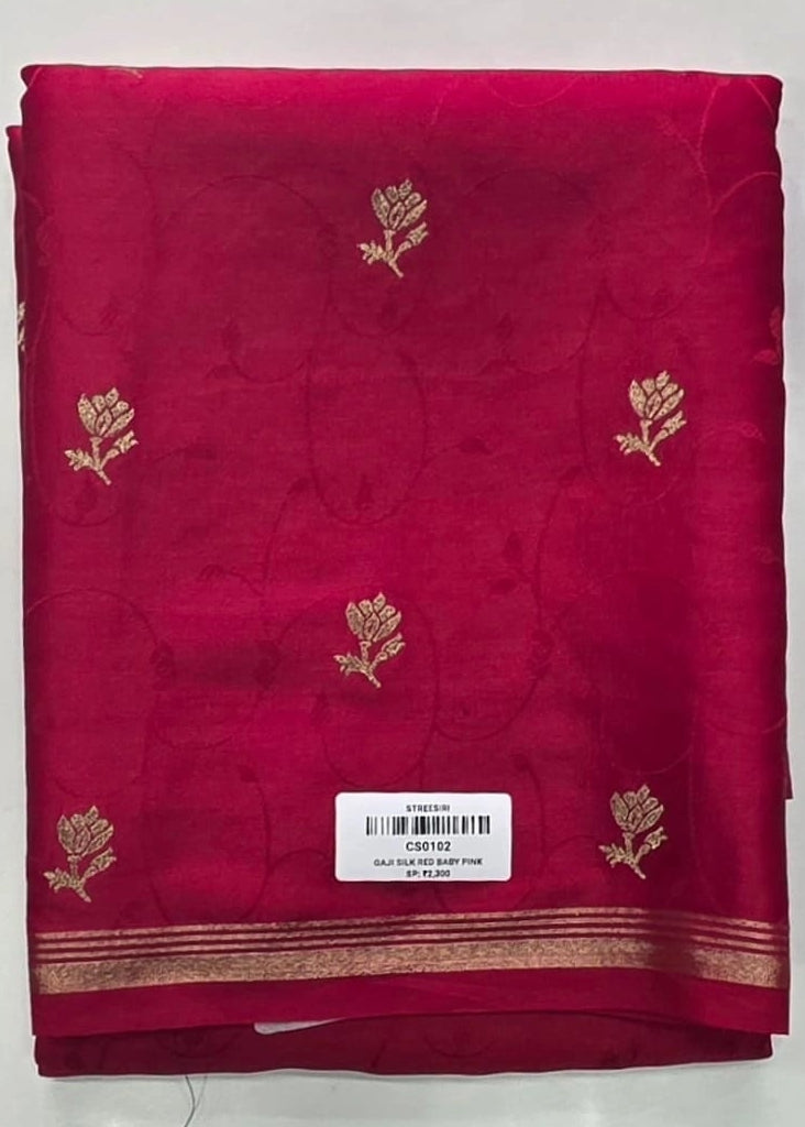 Gaji Silk Red Baby Pink