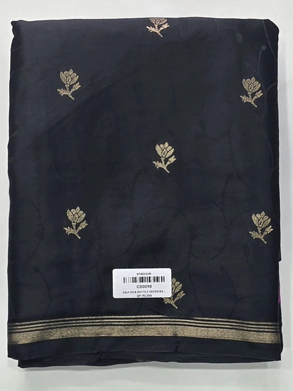 Small Flower Bottle Green Pink Gaji Silk Saree