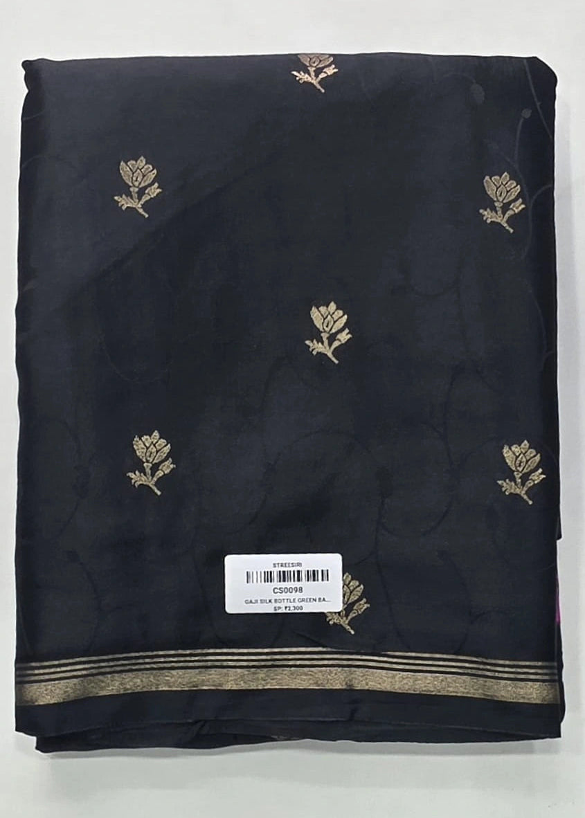 Gaji Silk Bottle Green Baby Pink