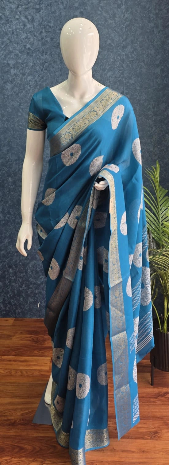 Soft Silk Anandi Teal Blue