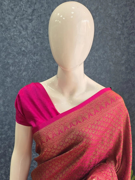 Brocade Pink Banarasi Silk Saree