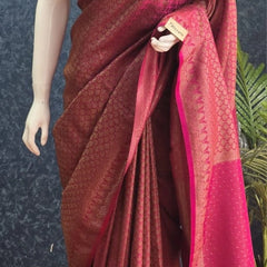 Brocade Pink Banarasi Silk Saree