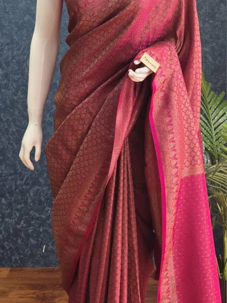Brocade Pink Banarasi Silk Saree