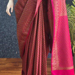 Brocade Pink Banarasi Silk Saree