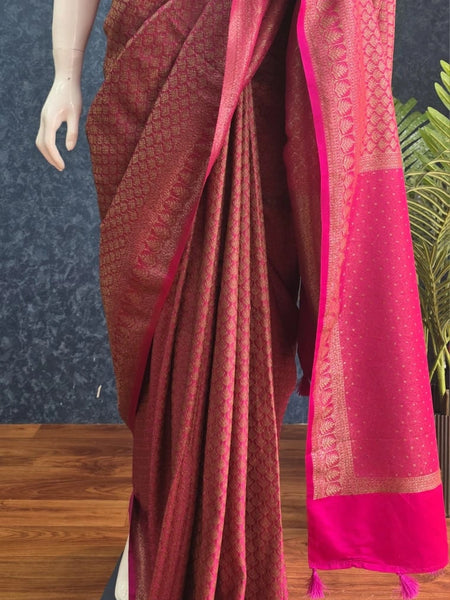 Brocade Pink Banarasi Silk Saree
