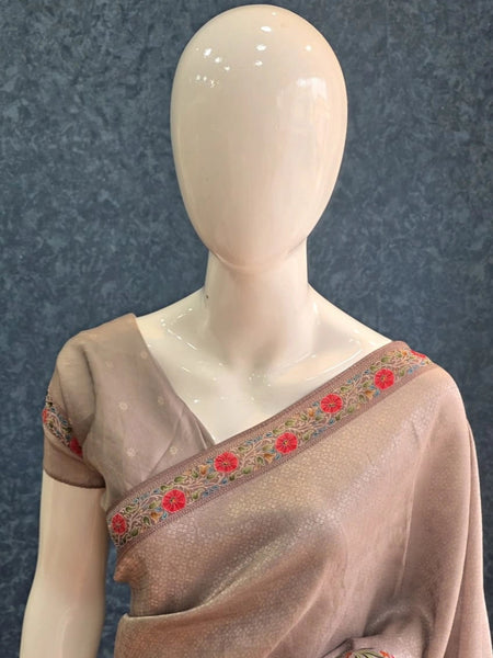 Floral Beige Kani Silk Saree