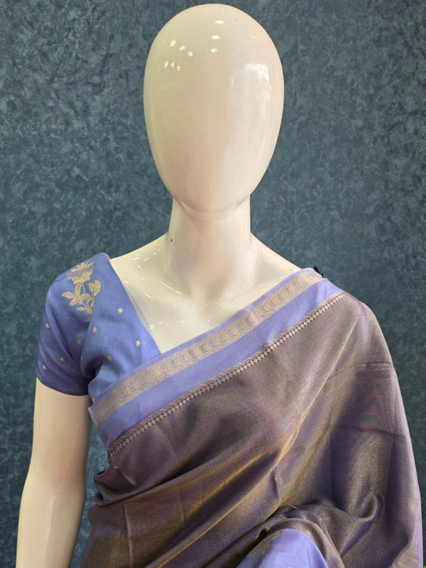 Soft Navy Blue /Blue Tissue Saree