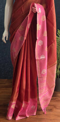 Tissue Saree Red Baby Pink