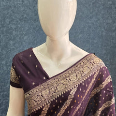 Butta Purple Mushru Silk Saree