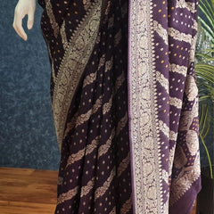 Butta Purple Mushru Silk Saree