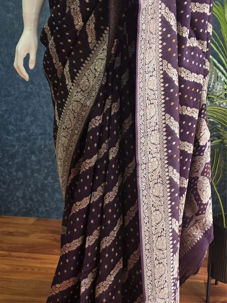 Butta Purple Mushru Silk Saree