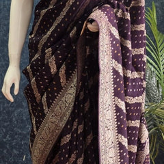 Butta Purple Mushru Silk Saree