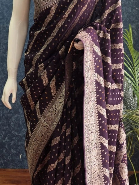 Butta Purple Mushru Silk Saree